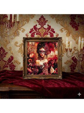 Masquerade Lady Rose Cross Stitch Kit 11CT Printed Aida DIY Embroidery 20x20"